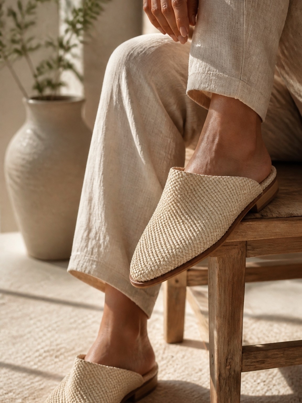DV Dolce Vita Women’s Mule Flats Man Made Woven Beige Slip-On Pointed Toe 9